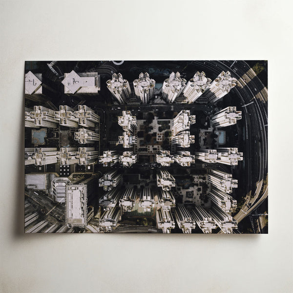Buildings in line, photograph by Rex