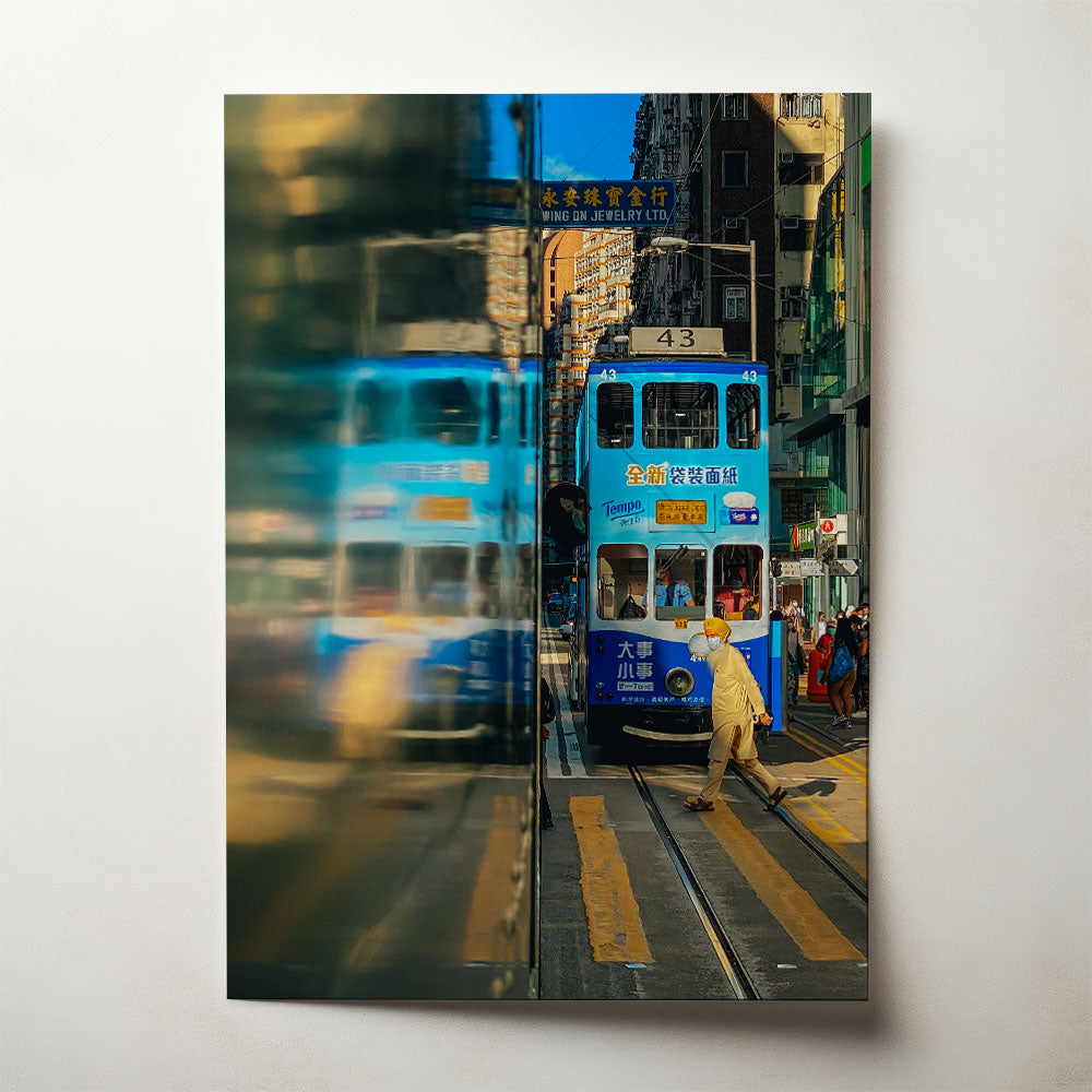 Tram reflection, photograph by Josh Lin